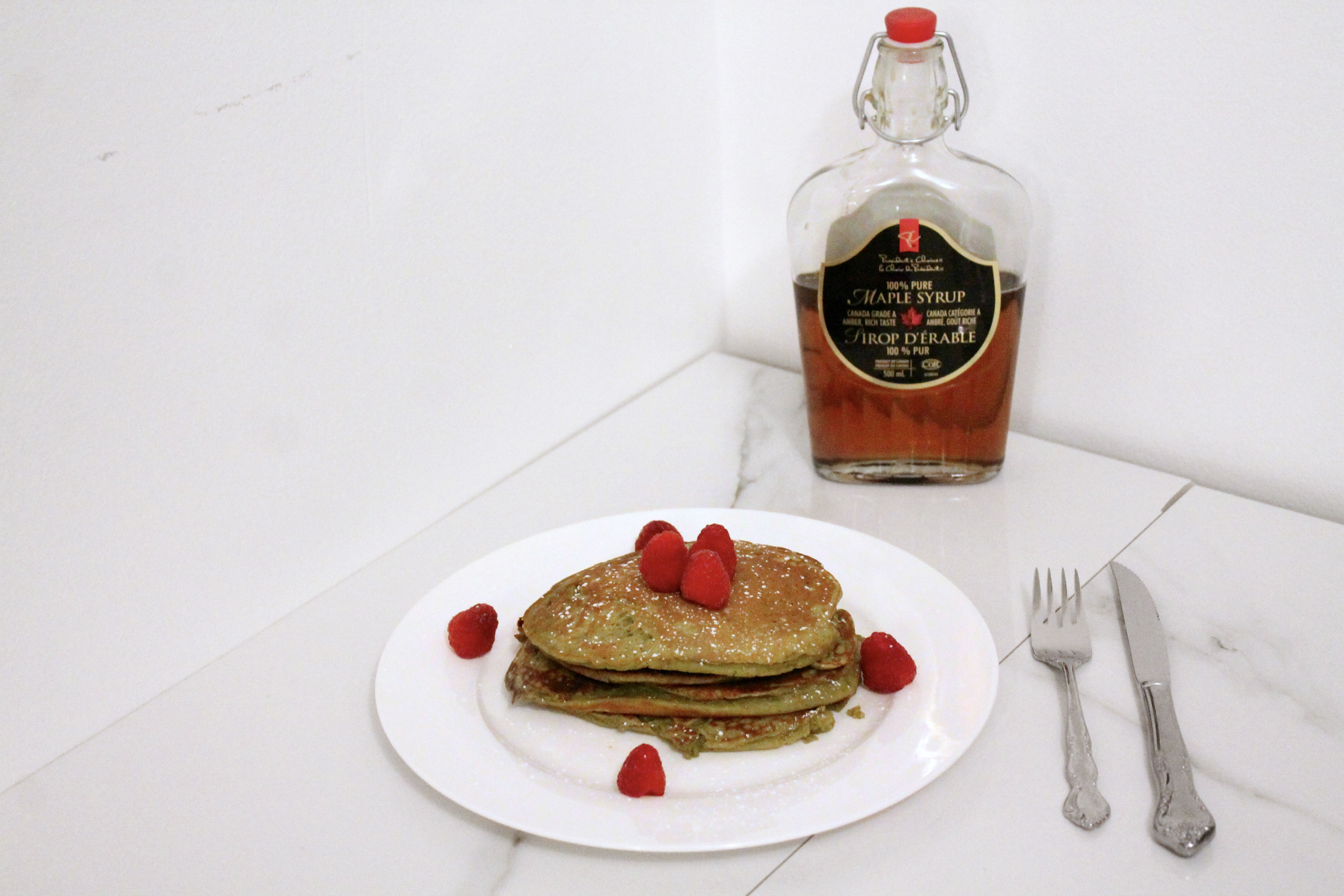vega one vanilla chai protein pancakes maple syrup breakfast