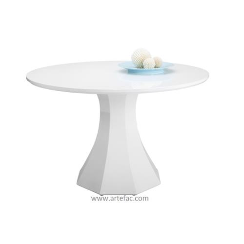 high gloss white round table