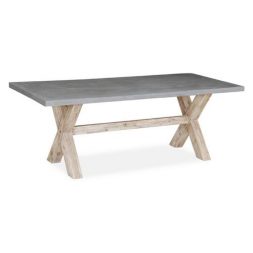 Rectangular dining table with concrete top