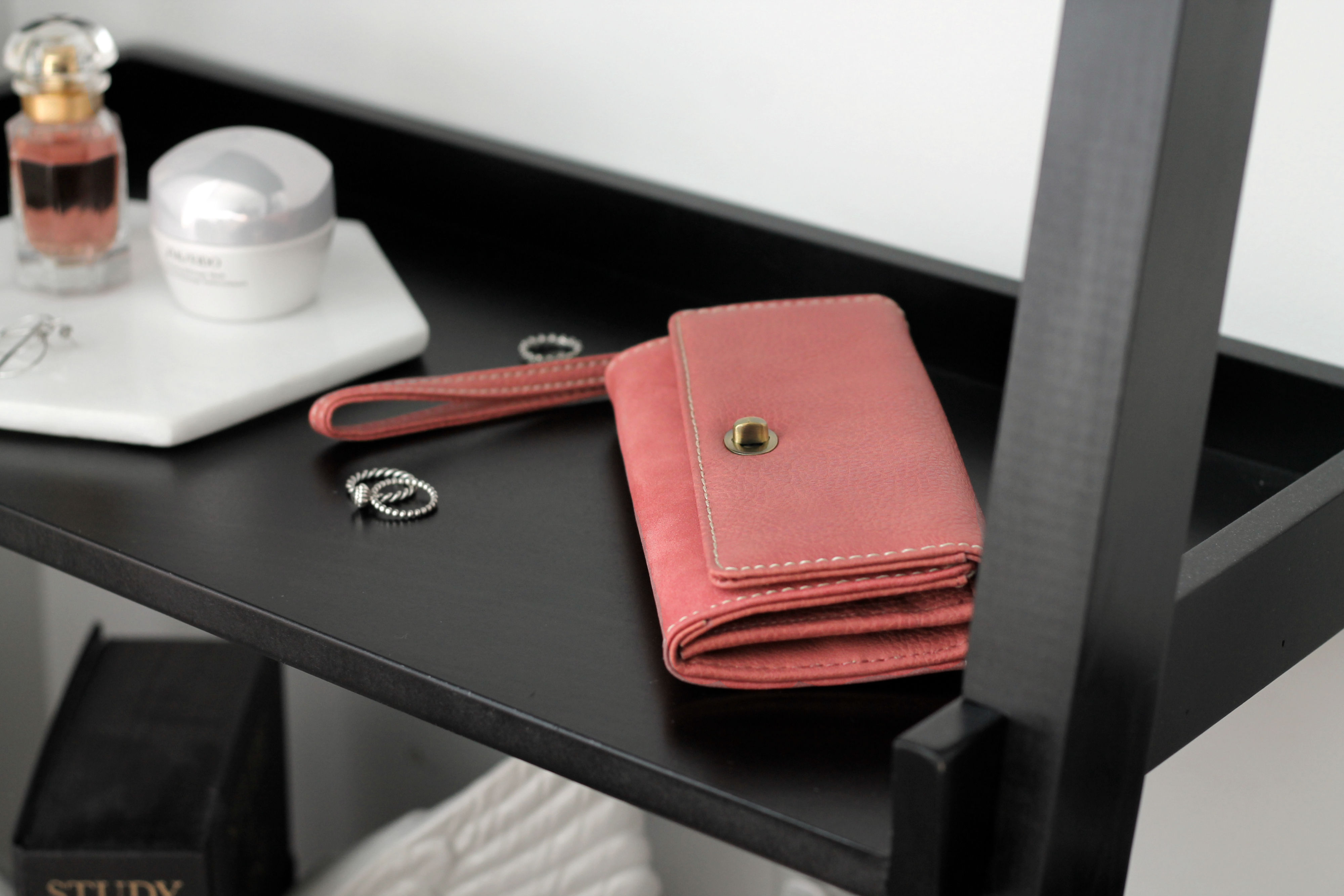 Roots Pink Tech-Friendly Clutch at Best Buy Canada Flat Lay