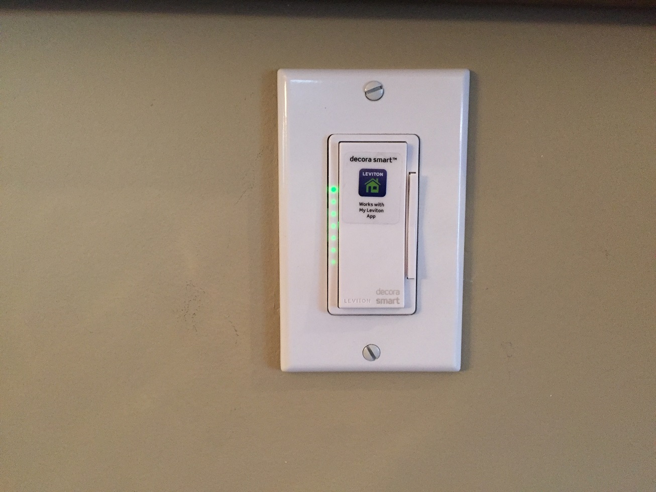 Leviton Wi-Fi Dimmer Switch Installed