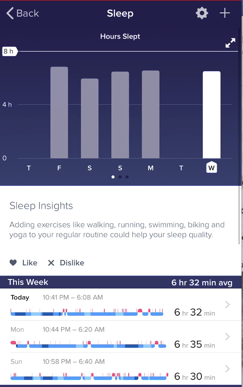 Fitbit Versa sleep monitoring