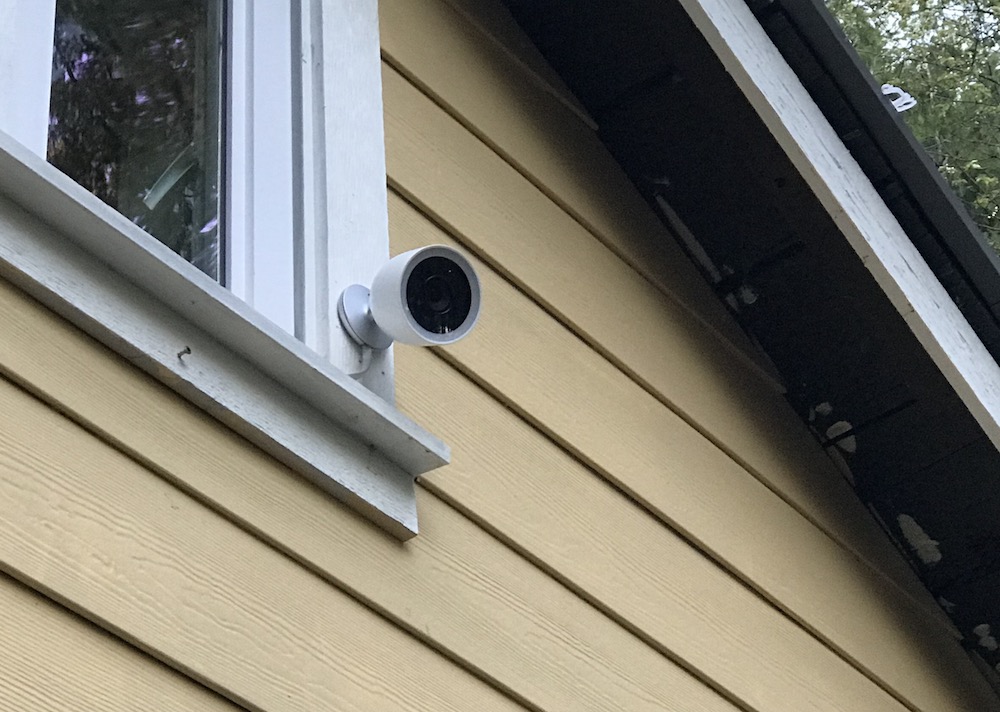 Nest Cam IQ Outdoor Mounted on side of house