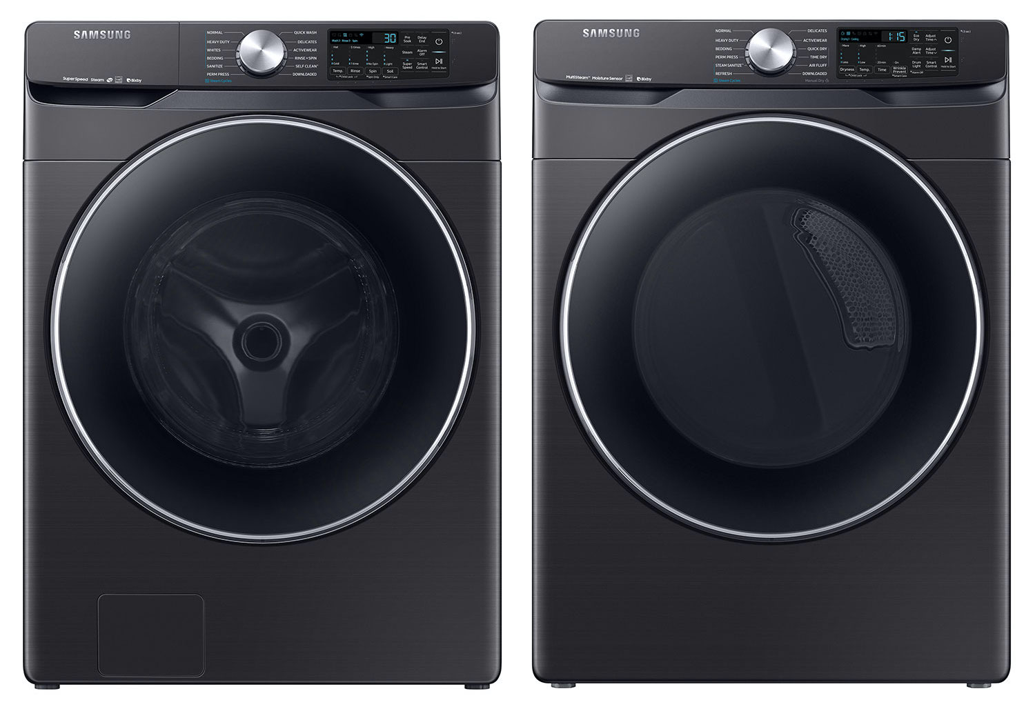 Samsung 5.2 Cu. Ft. High Efficiency Front Load Washer & 7.5 Cu. Ft. Electric Steam Dryer - Black
