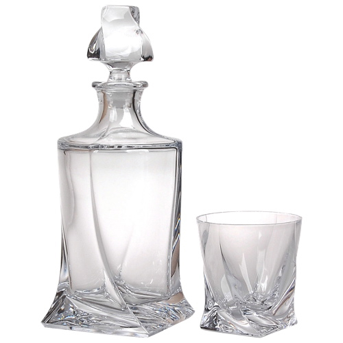 bar and wine essentials - crystalite bohemia quadro 3-piece whiskey decanter