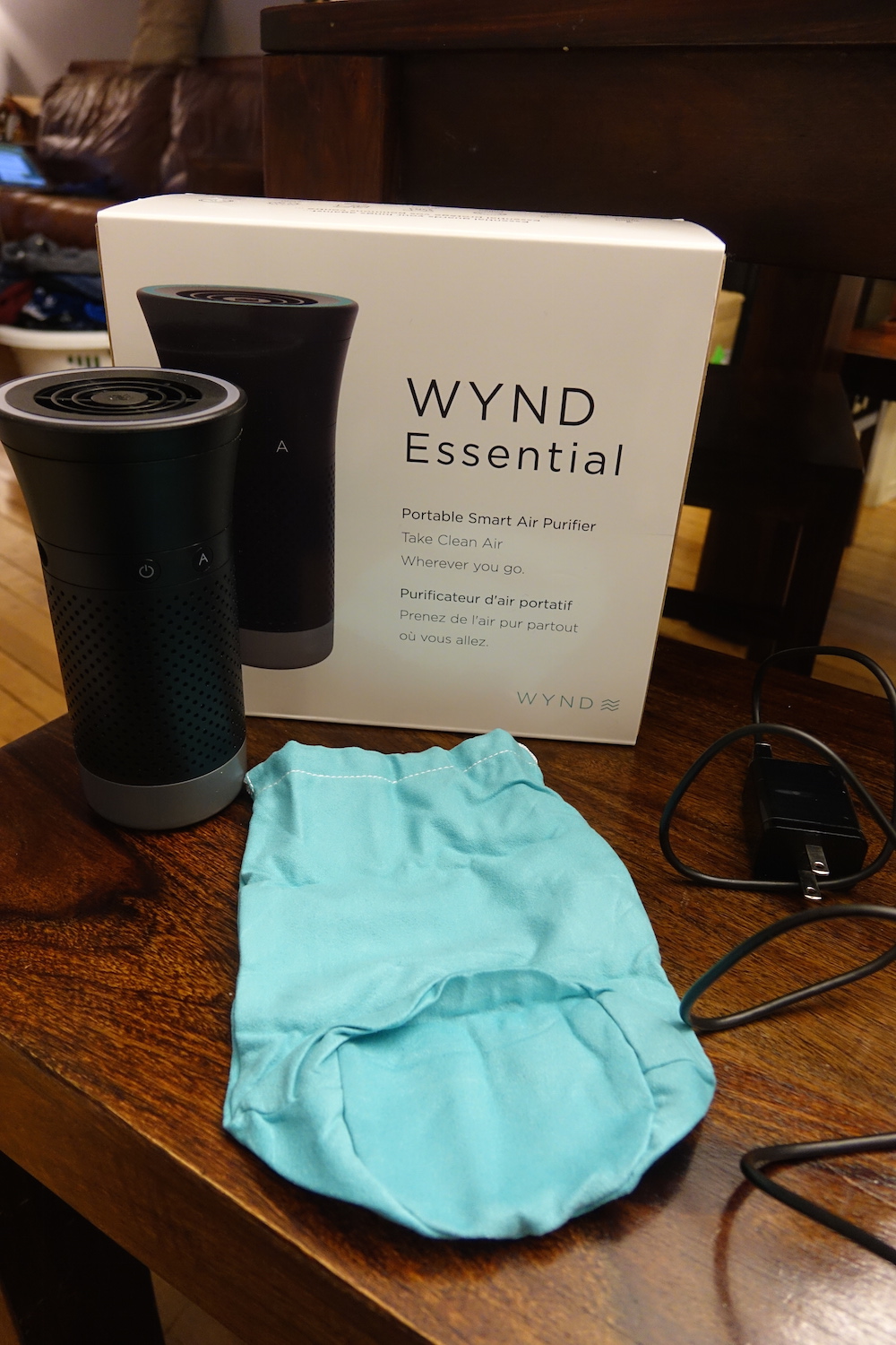 wind essential personal air purifier review - wynd essential smart air purifier in box