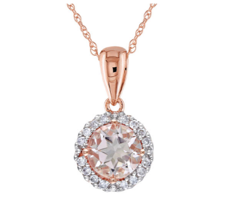 Classic 10K Rose Gold Chain with diamond and morganite