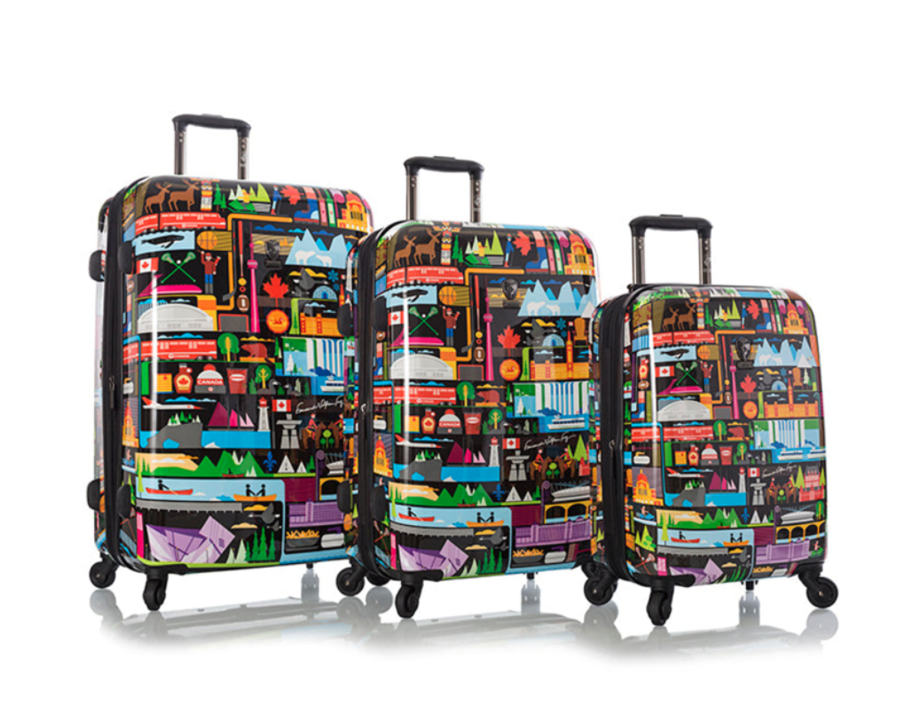 Brightly patterned Fernando luggage.