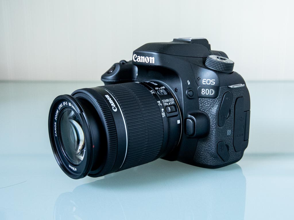 A photo of a Canon EOS 80D on a table
