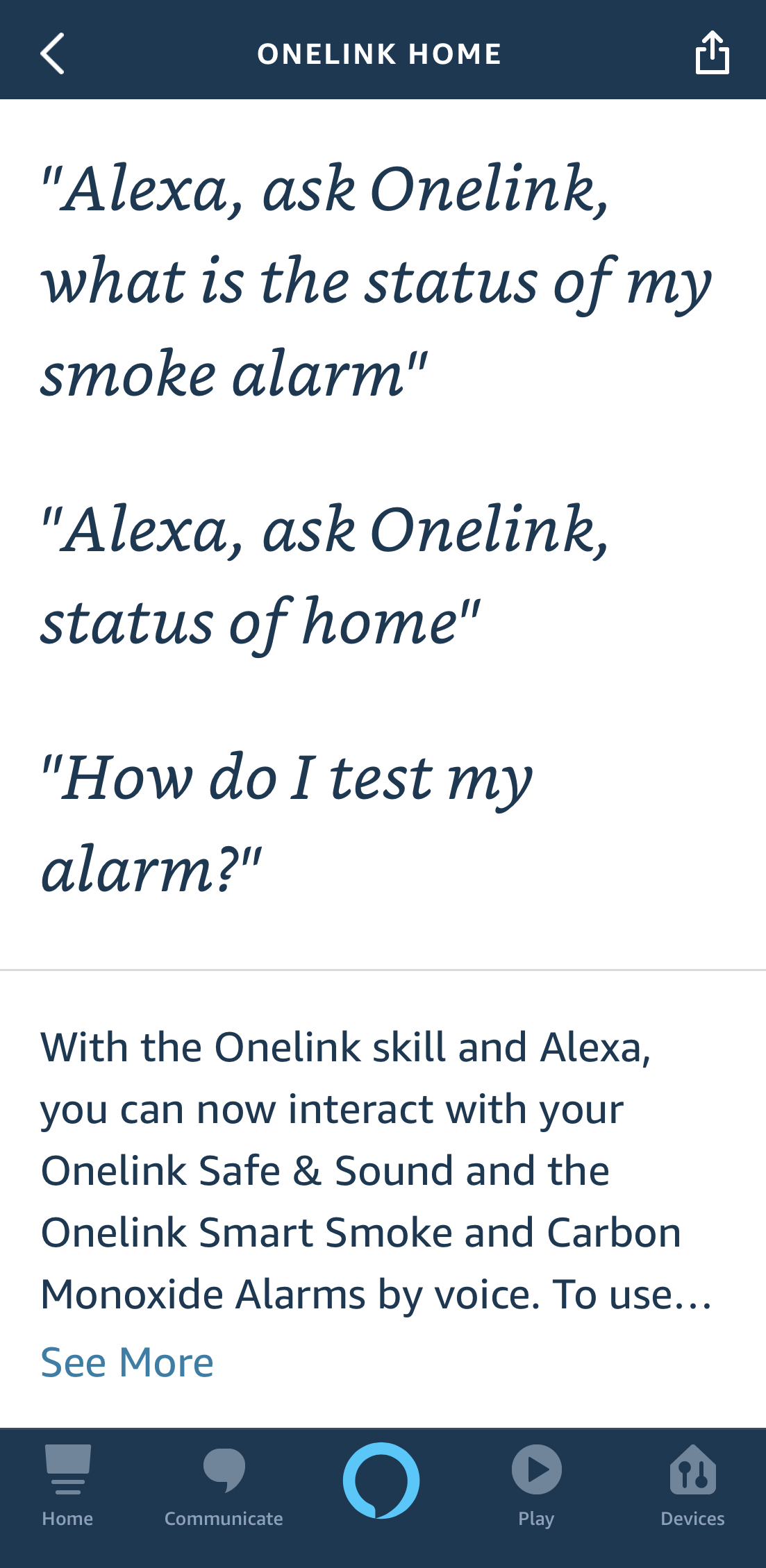 OneLink Alexa commads