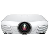 The Epson 4010 home theatre projector on a white background. The lens points to the front of the picture.