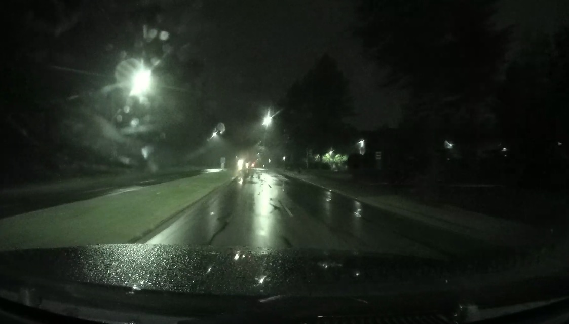 Thinkware X700 Dashcam Front Camera on a Rainy Night
