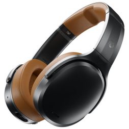 Skullcandy Crusher ANC Headphones in a black and tan colour scheme.