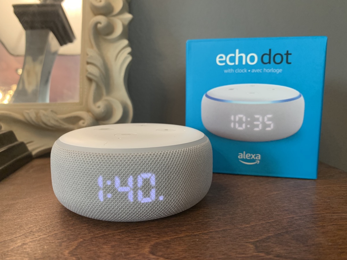 Amazon Echo Dot with Clock and packaging