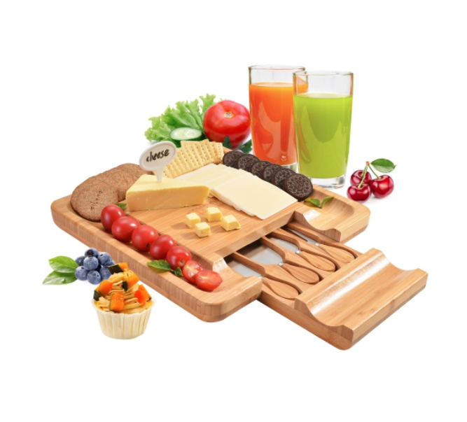 gifts for hostess - bamboo cheese board set