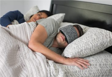 image of man sleeping wearing the Hupnos Anti-Snoring Sleep Mask