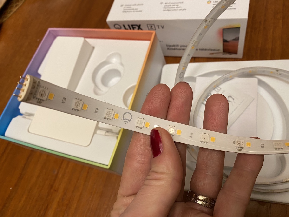 Blogger showing the LIFX Z TV light strip out of the box