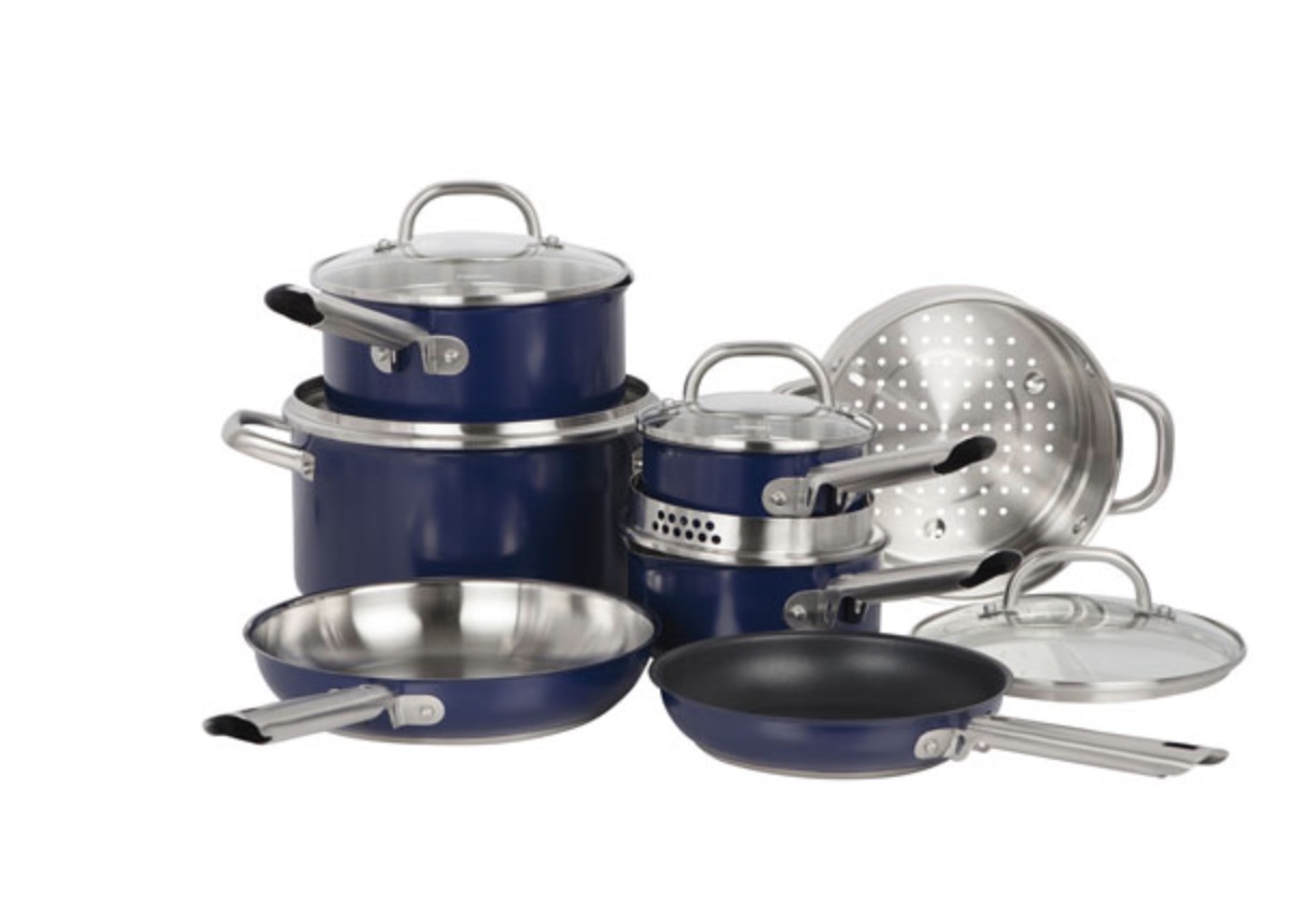 cooking at home with cookware set