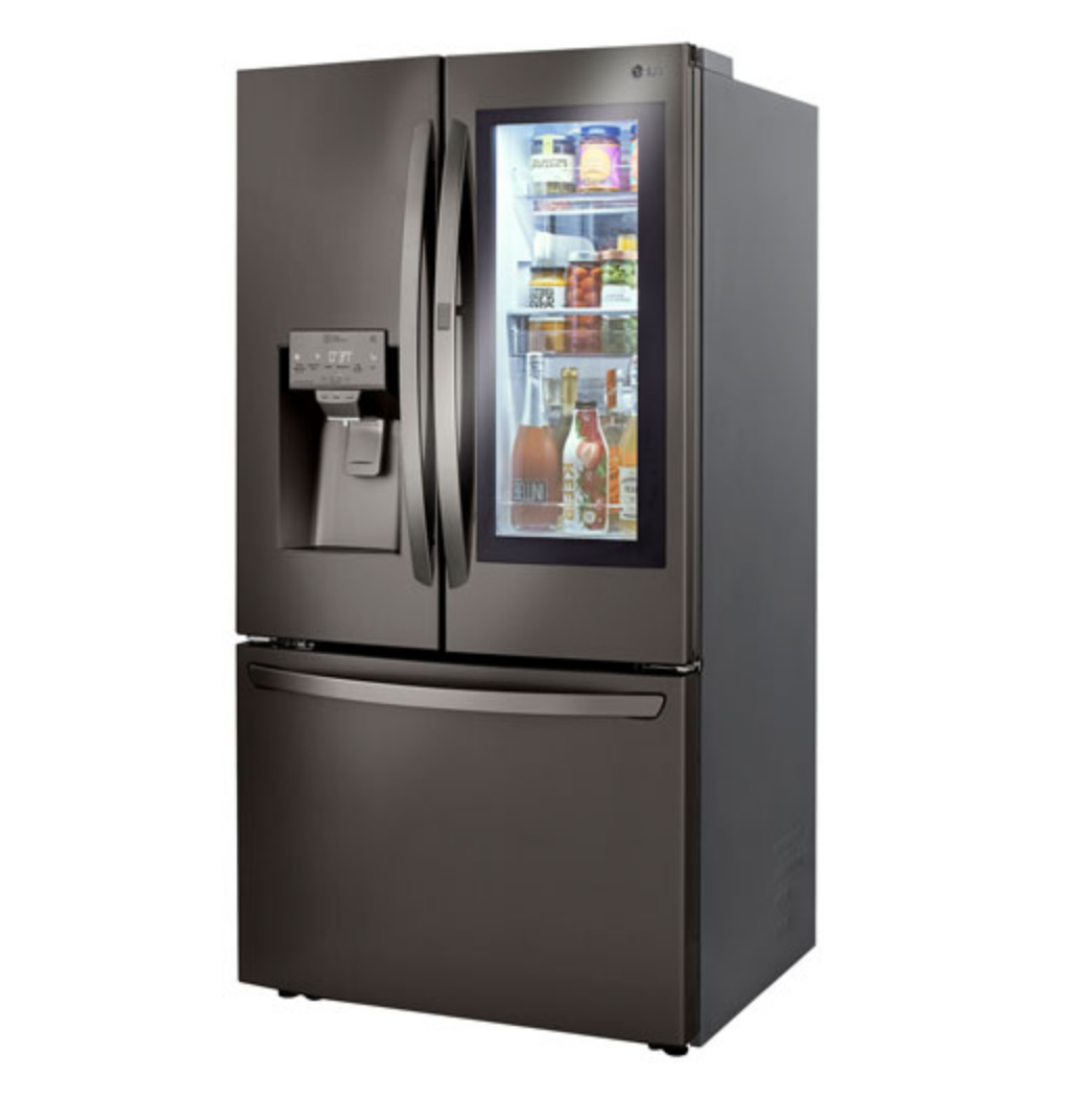 black stainless steel fridge