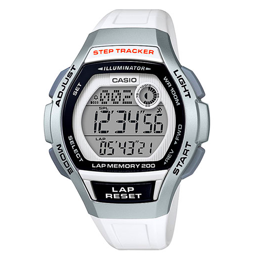 Casio LWS-2000 38.2mm Women's Digital Chronograph Sport Watch with Step Tracker - White:Black