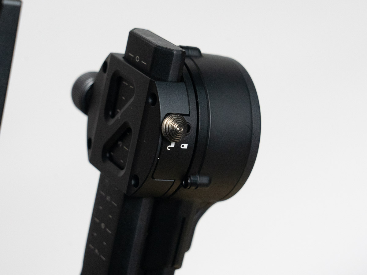 A photo of one of the axis locks on the DJI RSC2