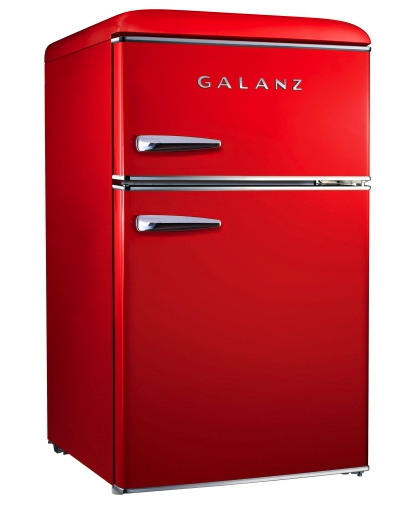 Galanz 3.1 Cu. Ft. Freestanding Top Freezer Retro Bar Fridge (GLR31TRDER) - Red