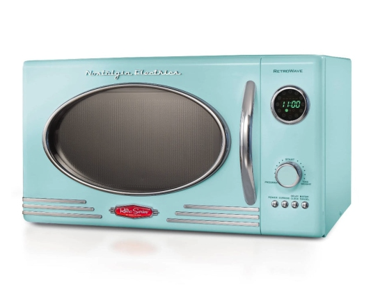 Nostalgia RMO4AQ Retro 0.9 Cubic Foot 800-Watt Countertop Microwave Oven - Aqua