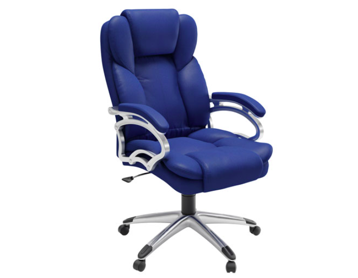 The CorLiving Workspace High-Back Faux Leather Executive Chair in Cobalt Blue
