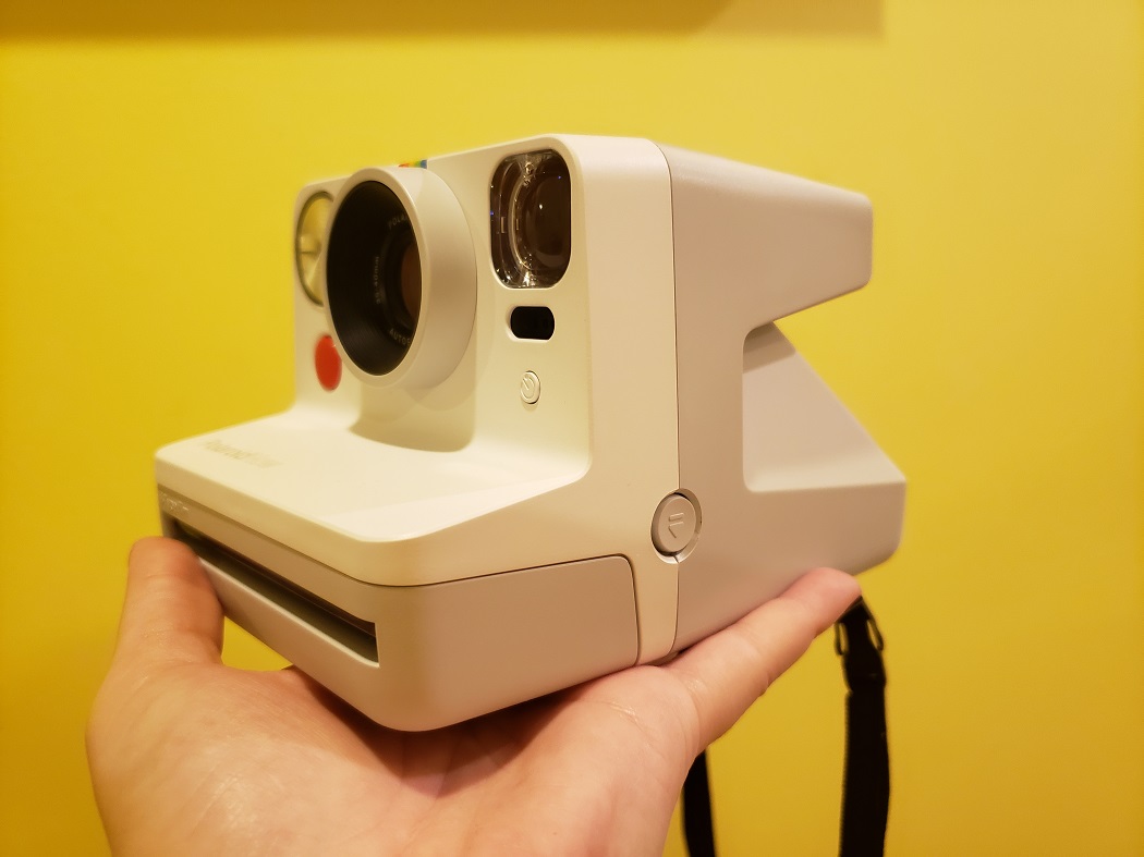 image of the Polaroid Now camera angled to the side
