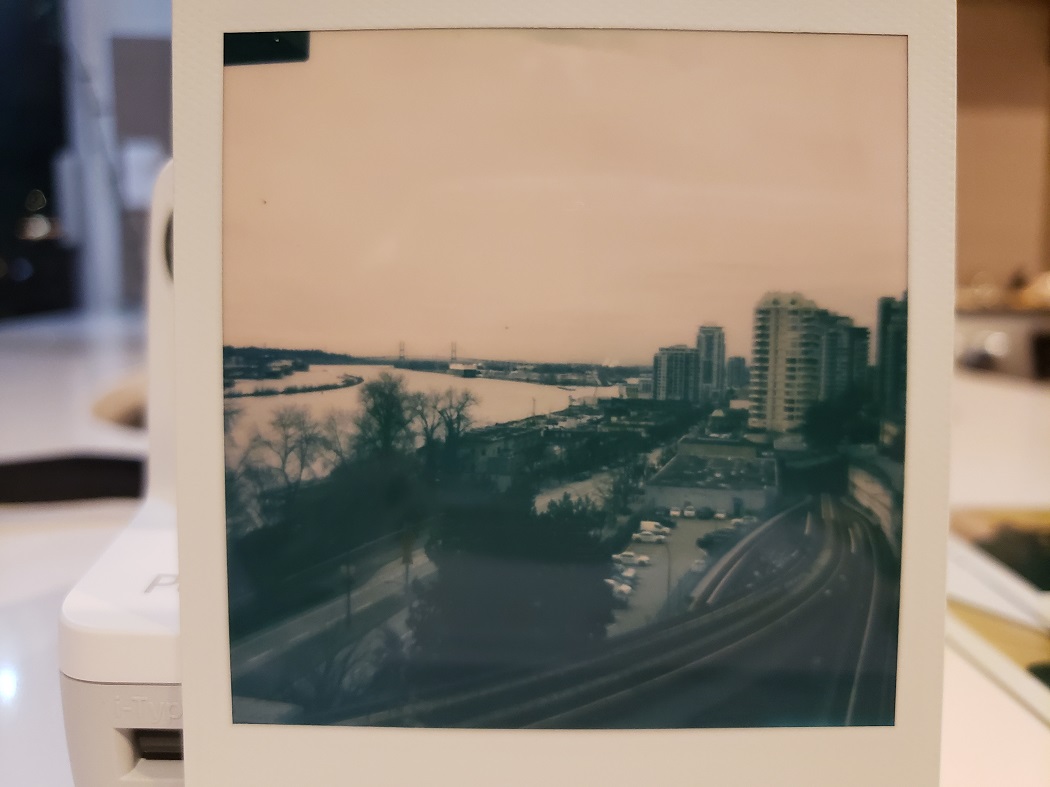 image of a Polaroid photo of a river
