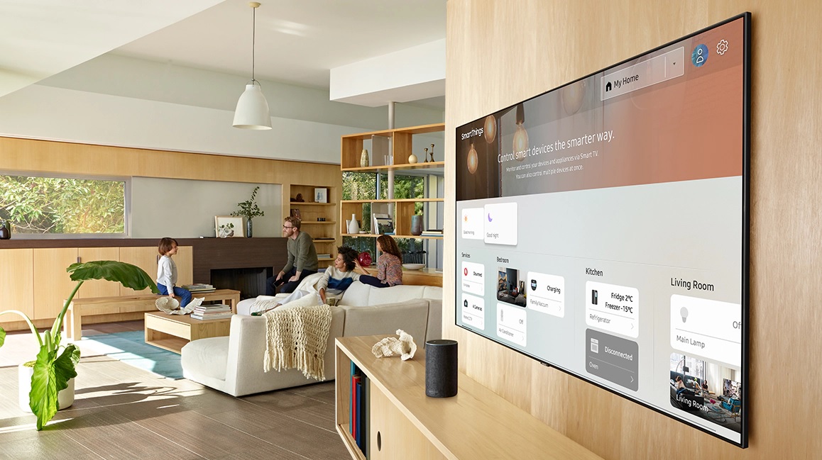 image of a smart TV in a family's living room