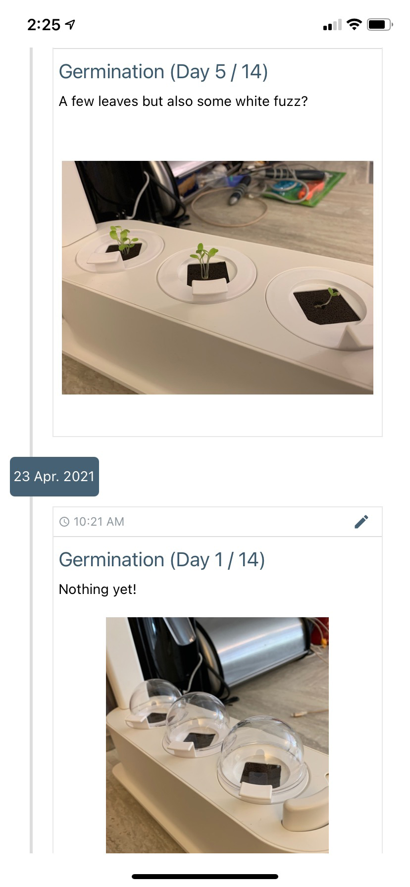 Grobo app germination day 1