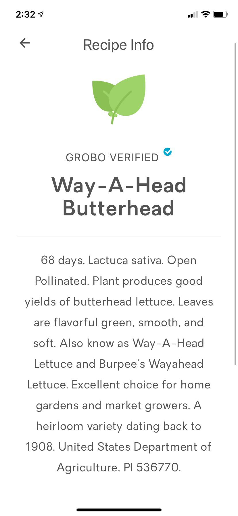 Grobo app Way-A-Head Butterhead lettuce recipe