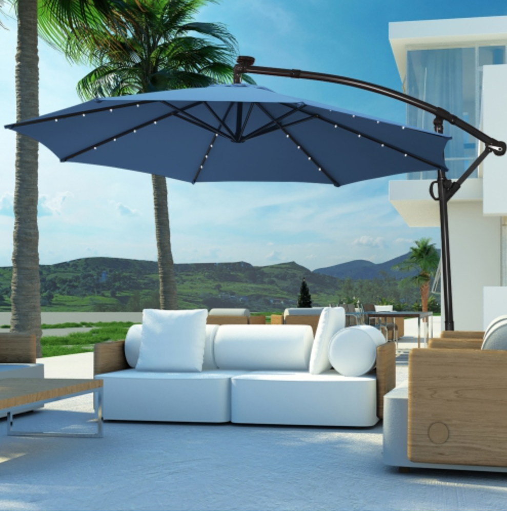 patio section with offset umbrella.