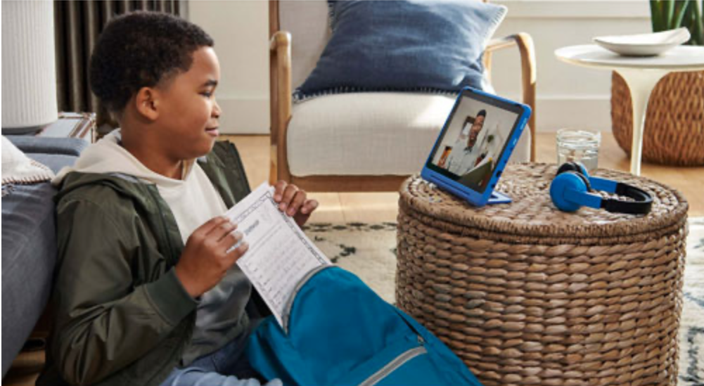 Boy video chatting on Amazon Kids tablet