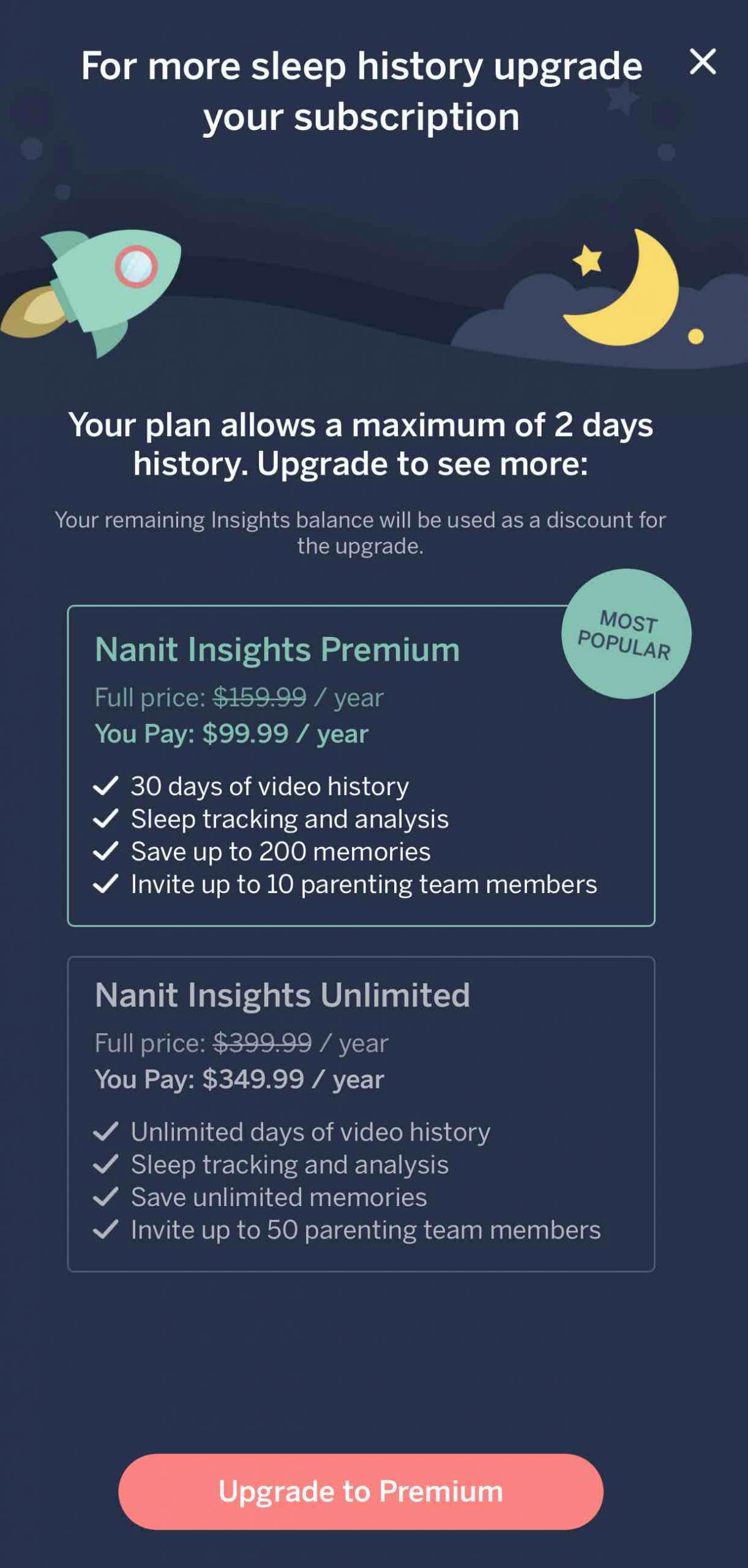 Nanit Pro subscription
