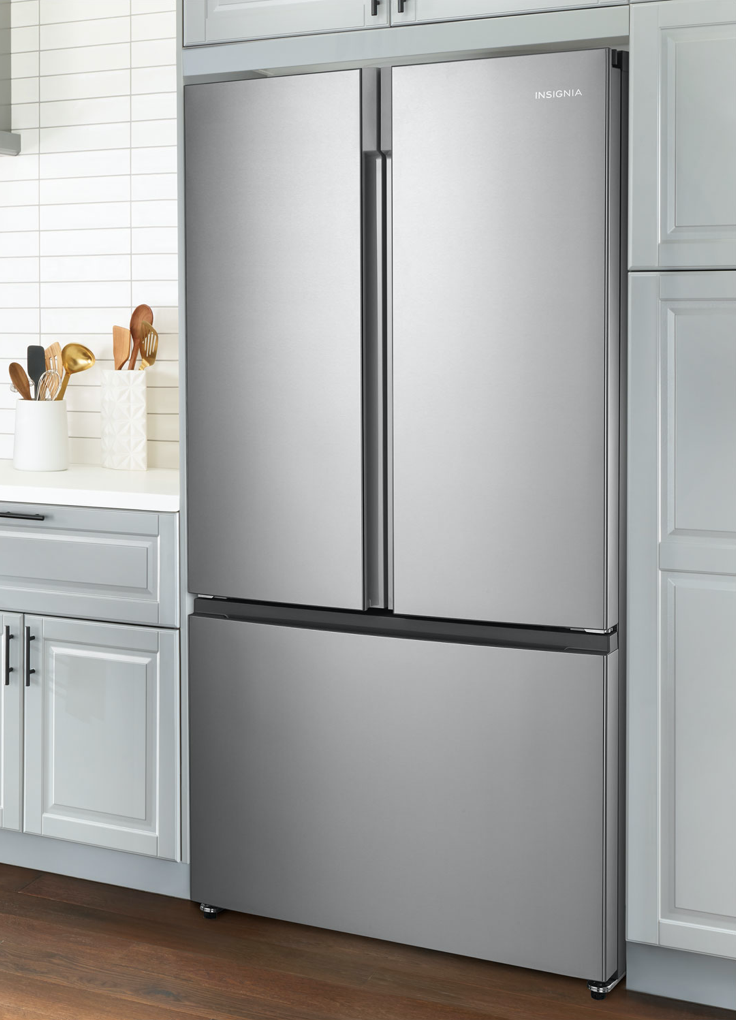 Insignia 26-inch French door refrigerator in kitchen