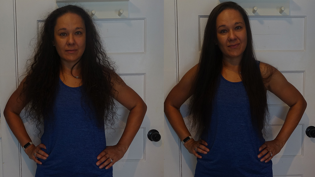 Before and after photos using the Lunata Beauty Styler.