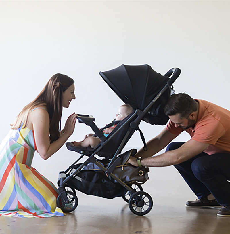 Parents with child in stroller