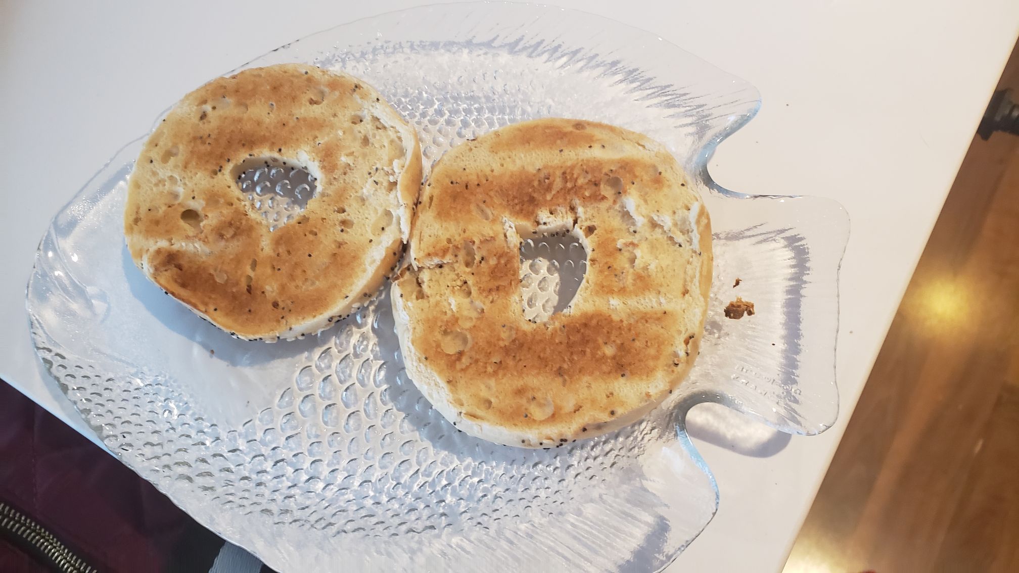 bagel slices on a plate toasted to perfection