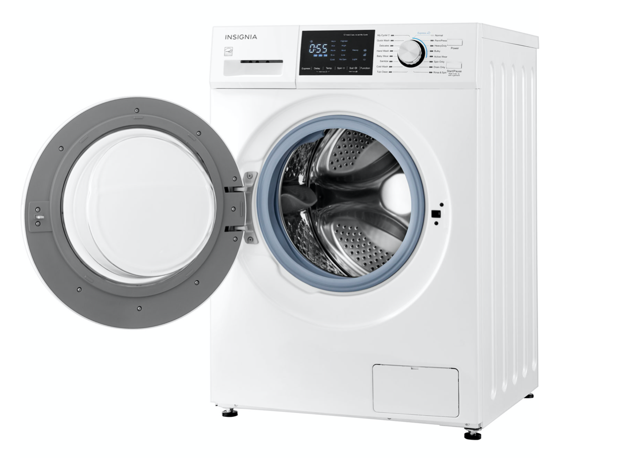 Insignia washer with the door open