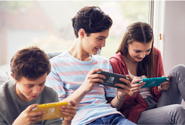 Friends gaming on Nintendo Switch consoles