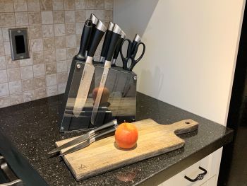 Cuisinart knife set in use