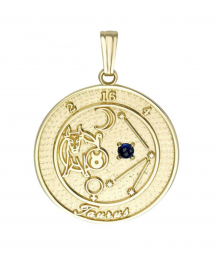 Taurus Pendant in 10K Yellow Gold with Round Sapphire