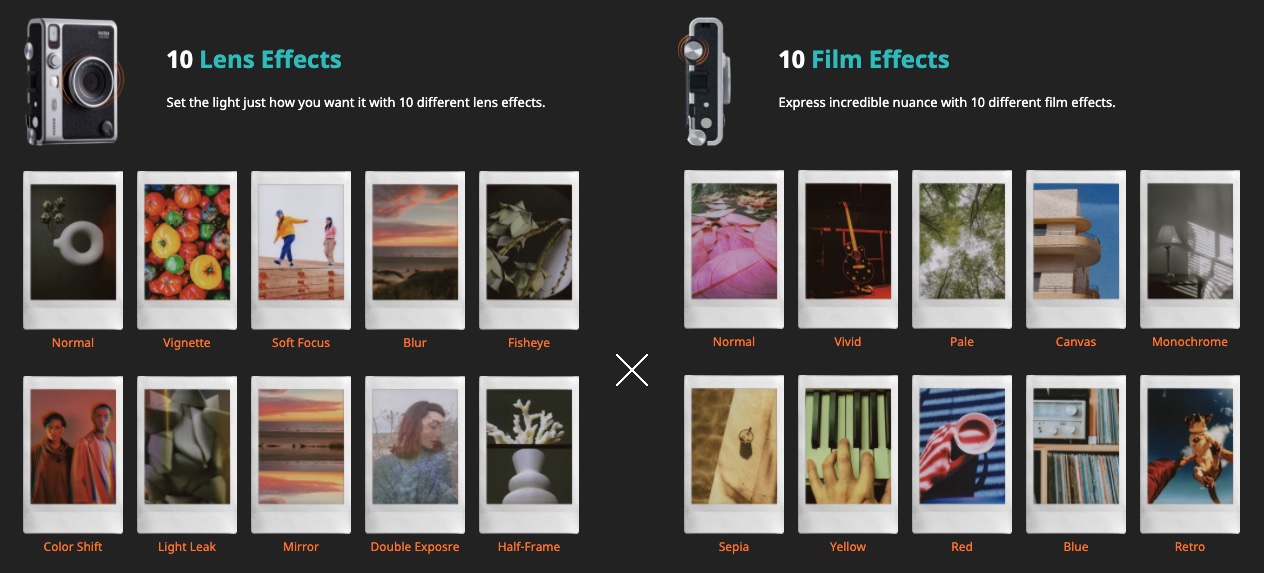 Fujifilm Instax Mini Evo film effects
