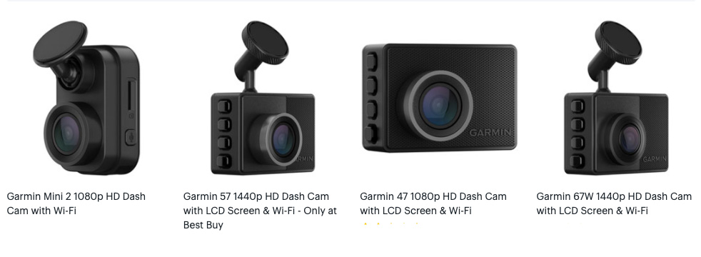 garmin dash cams product images