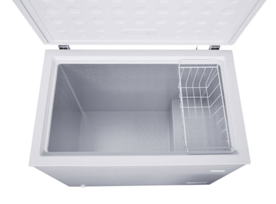 Chest freezer open inside view