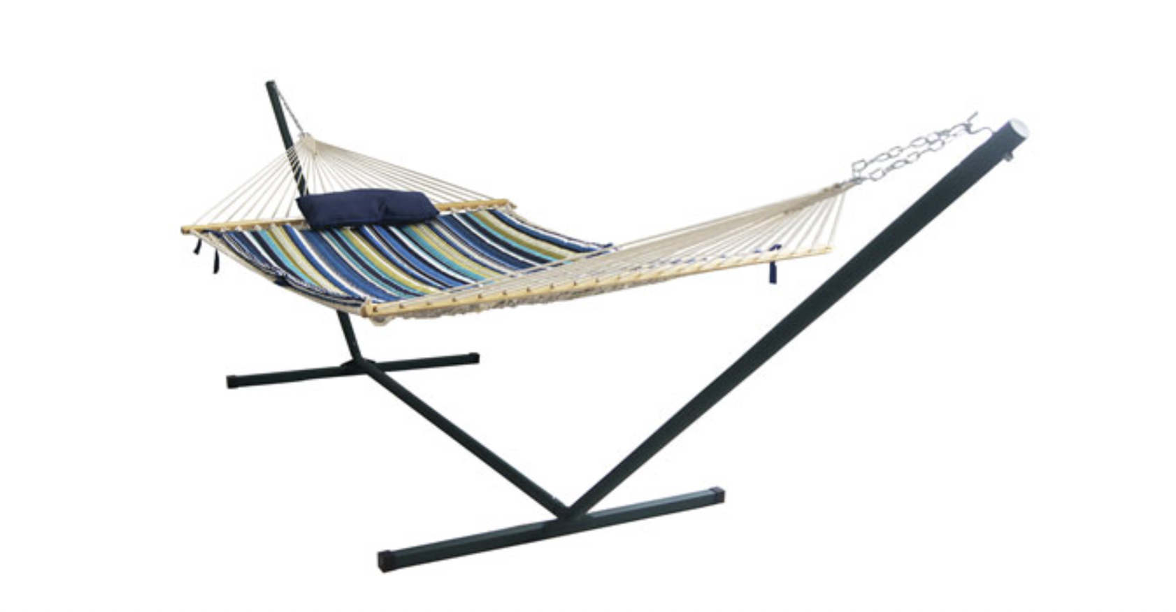 freestanding hammock on a metal stand