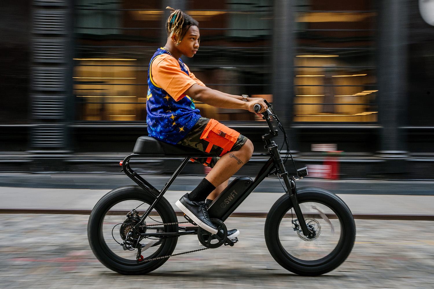 A man riding the Swft ebike