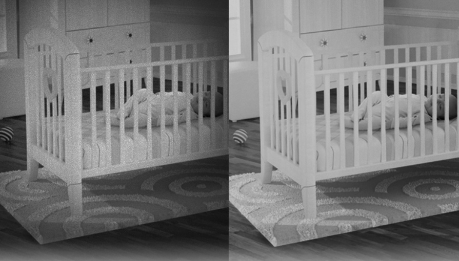 Baby monitor showing night vision comparison.